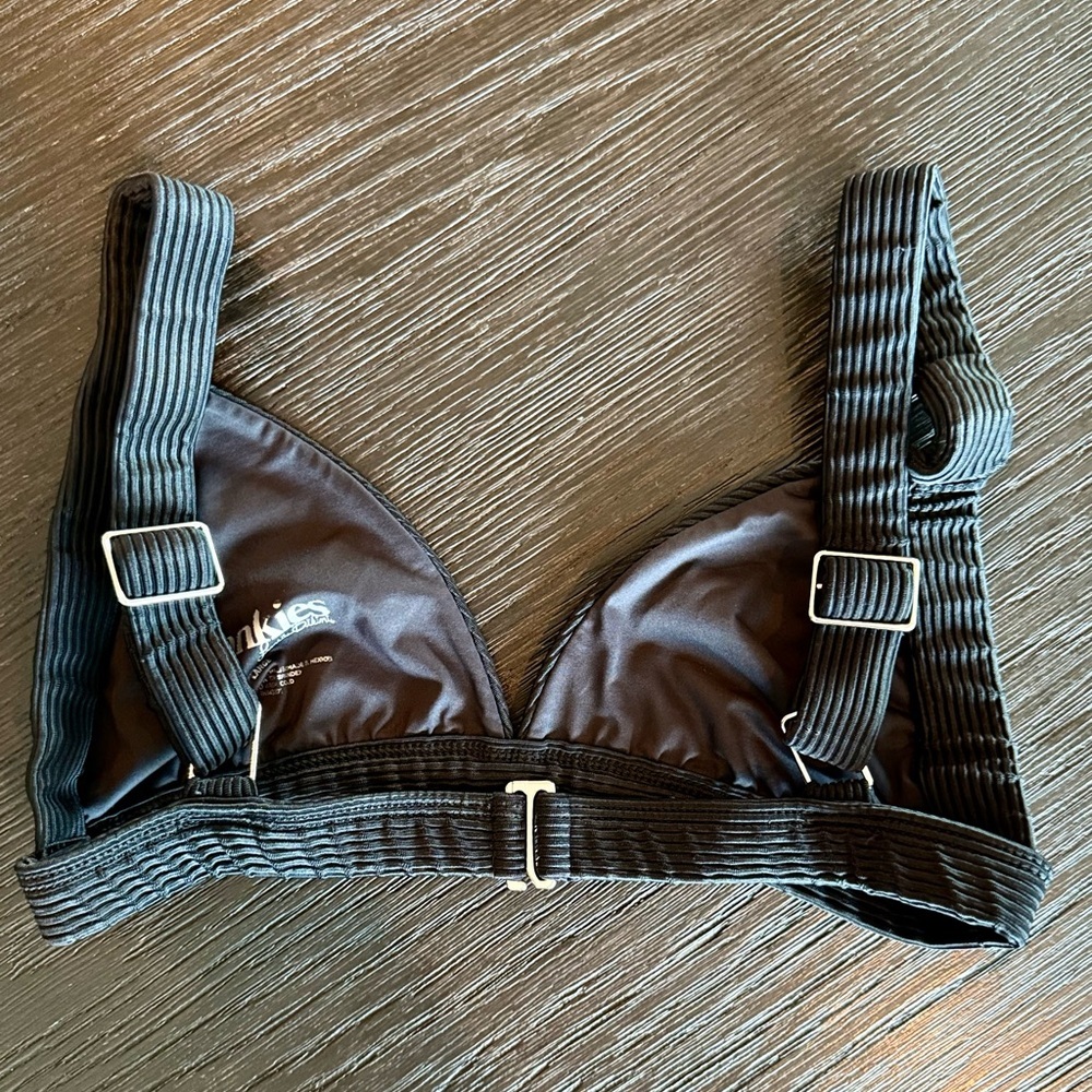 Frankies Bikinis Georgia Ribbed Bralette Bikini Top in Black | Size: Large - Picture 5 of 6